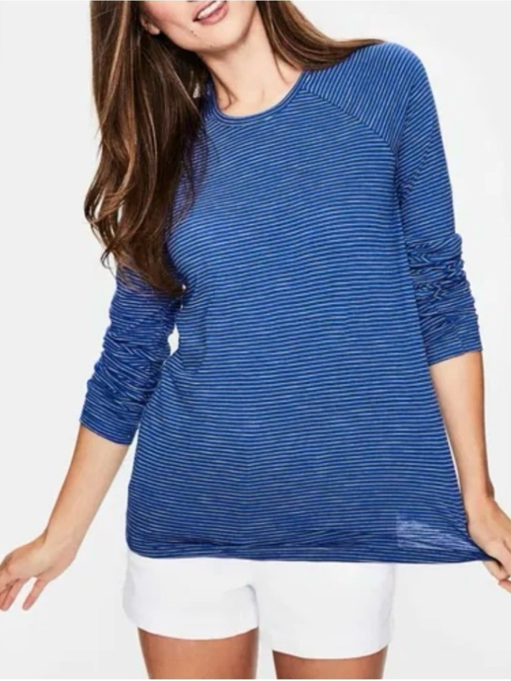 Boden Cobalt Blue Stripe Raglan Tee Small
